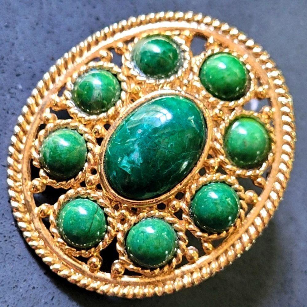 Vintage Malachite Earrings - Picture 2 of 3